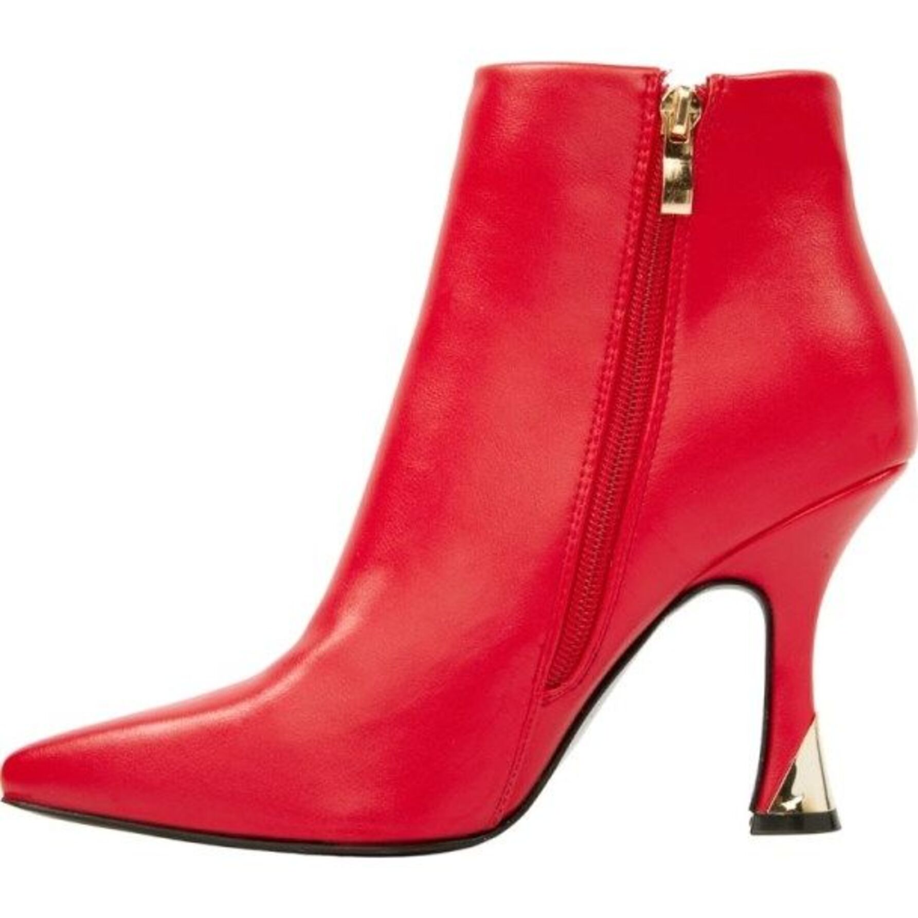 Botas para mujer, estilo botín con tacón alto de tipo campana, puntales, color rojo, acabado napa, marca Yaeli Fashion mod. 1141888