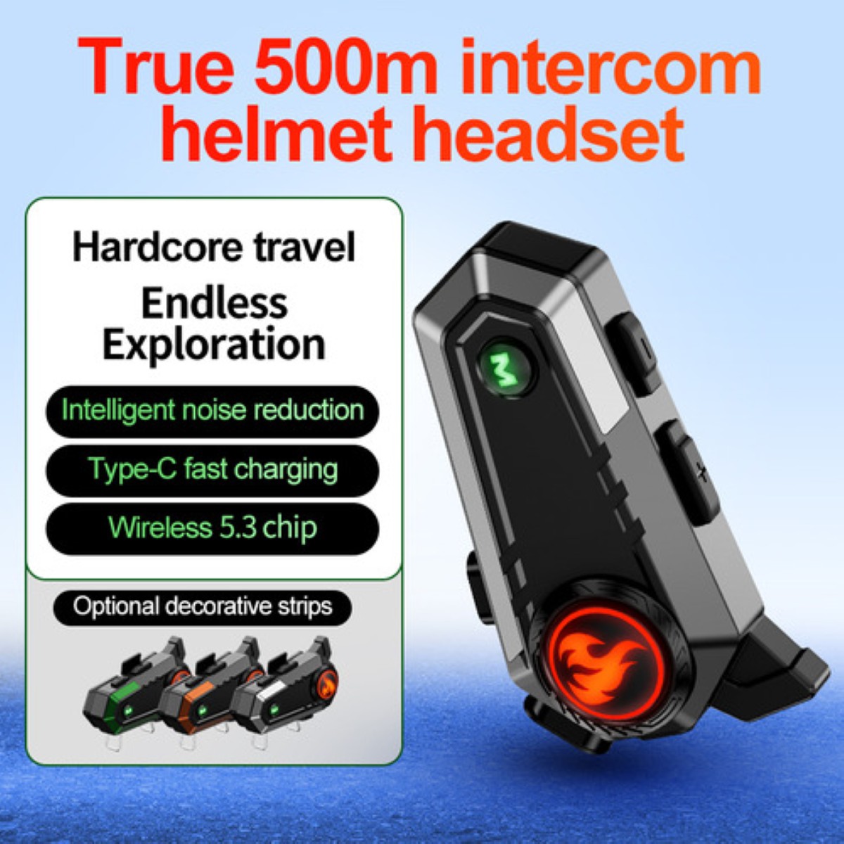 Intercomunicador Motocicleta Para Casco C9 Bluetooth 5.3 negro linea verde