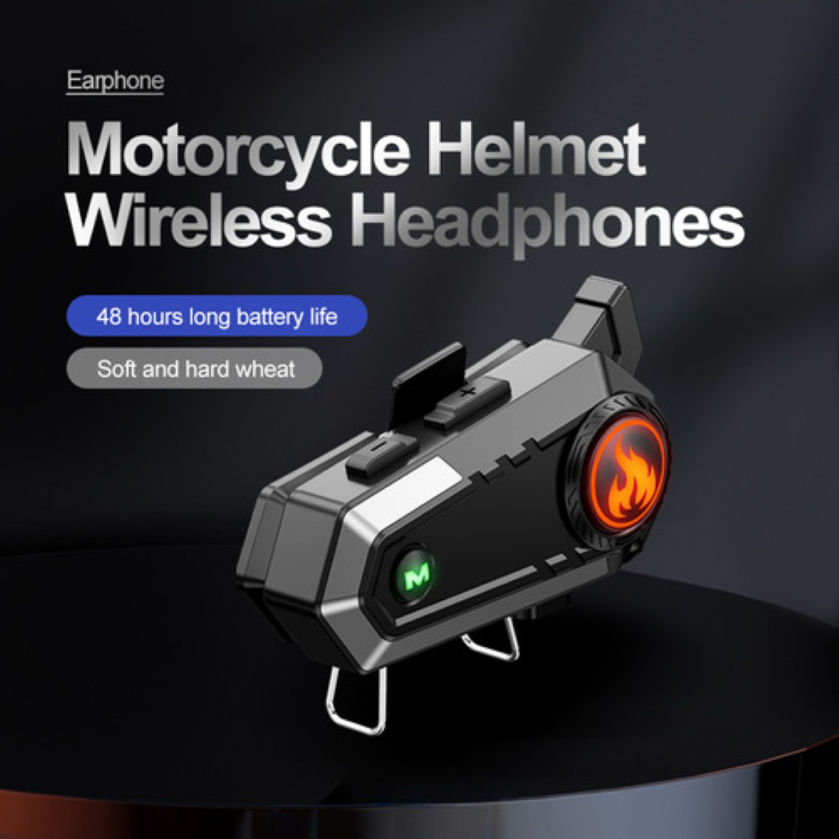 Intercomunicador Motocicleta Para Casco C9 Bluetooth 5.3 negro linea verde