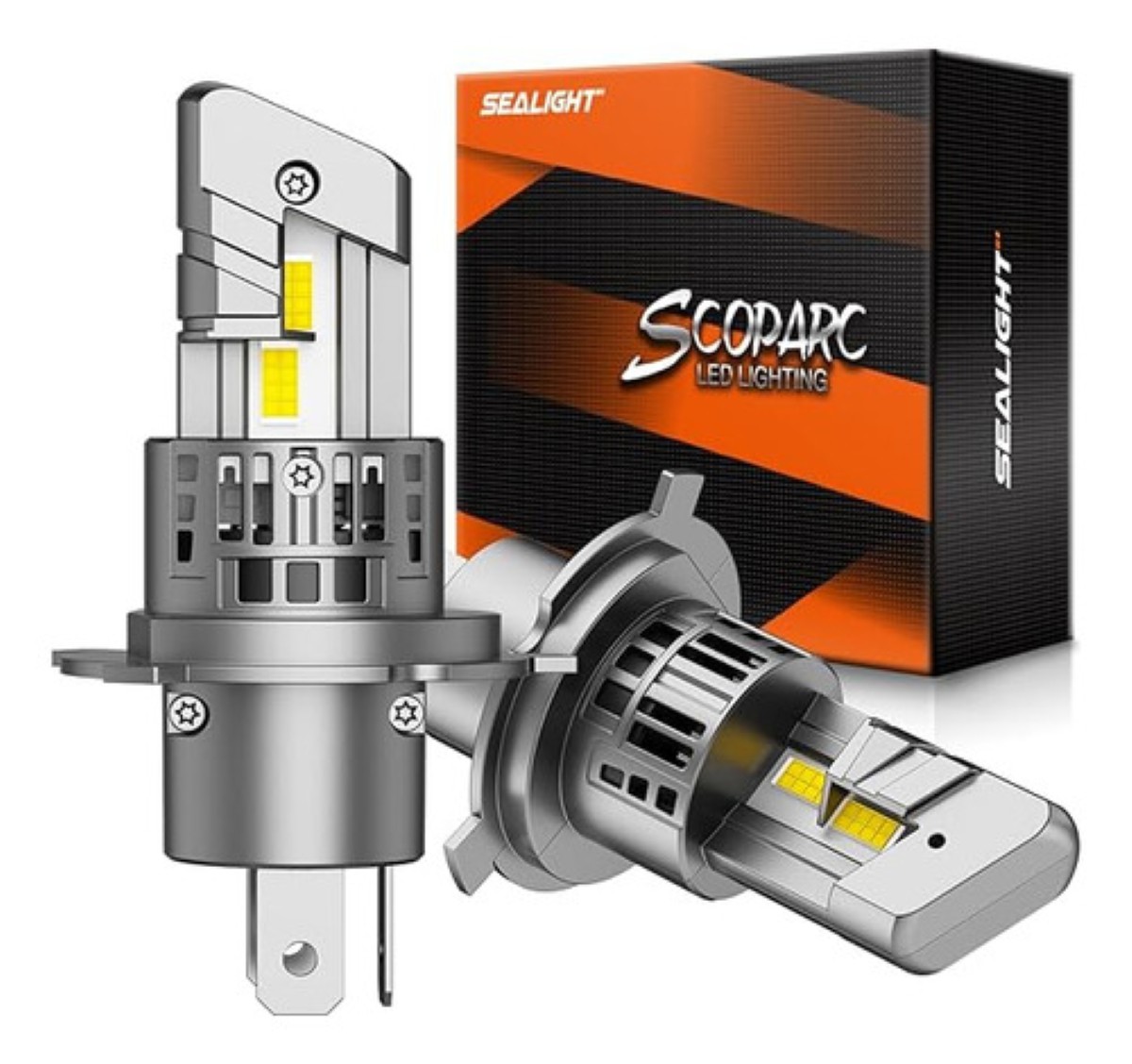 Focos H4 Led Auto Kit De Focos Led De 4 Lados Alta Y Baja plata 