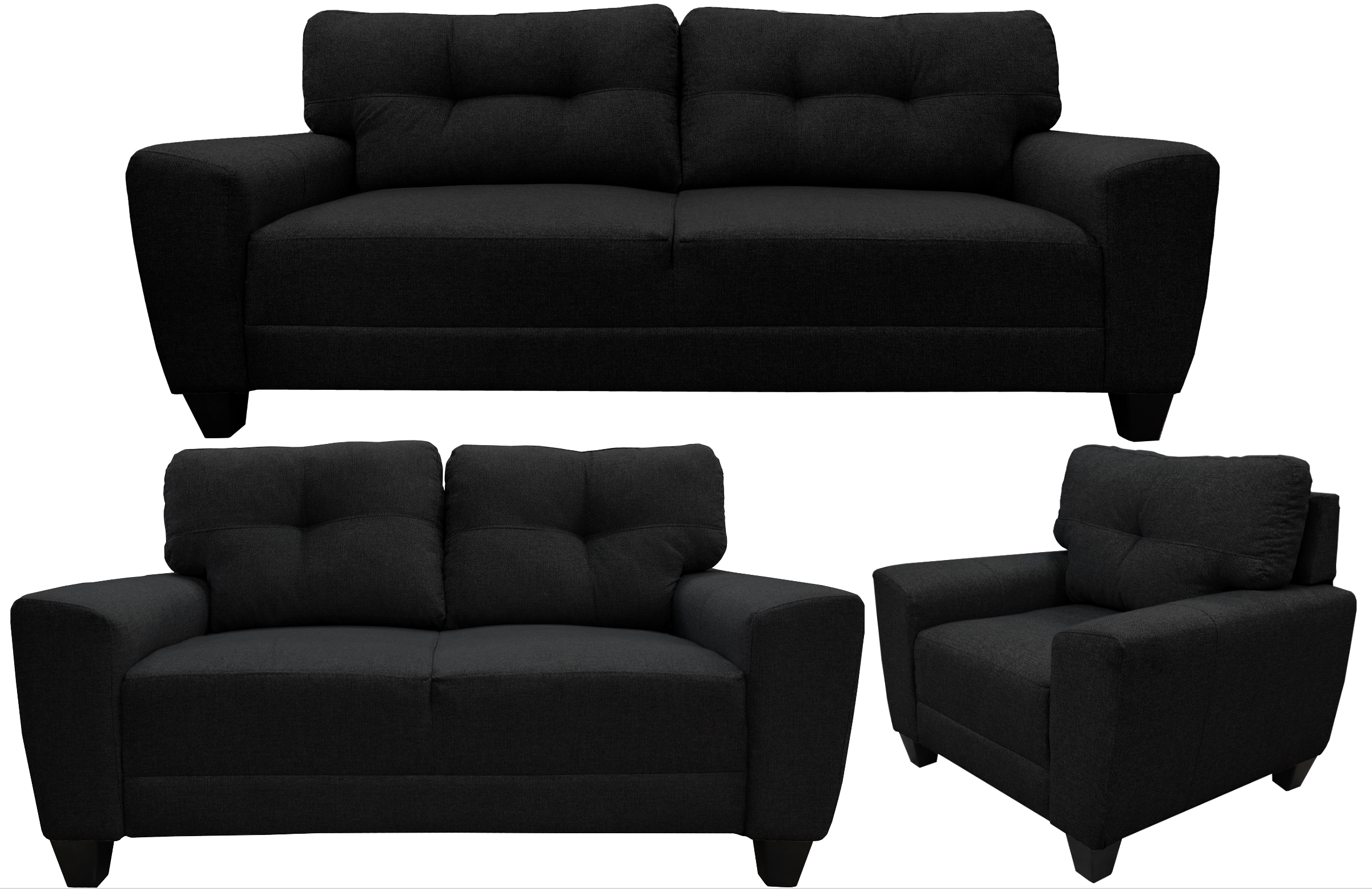Sala Modular 3-2-1 El Bazar Store Sidney Negro, Sofa, Love seat y sillon