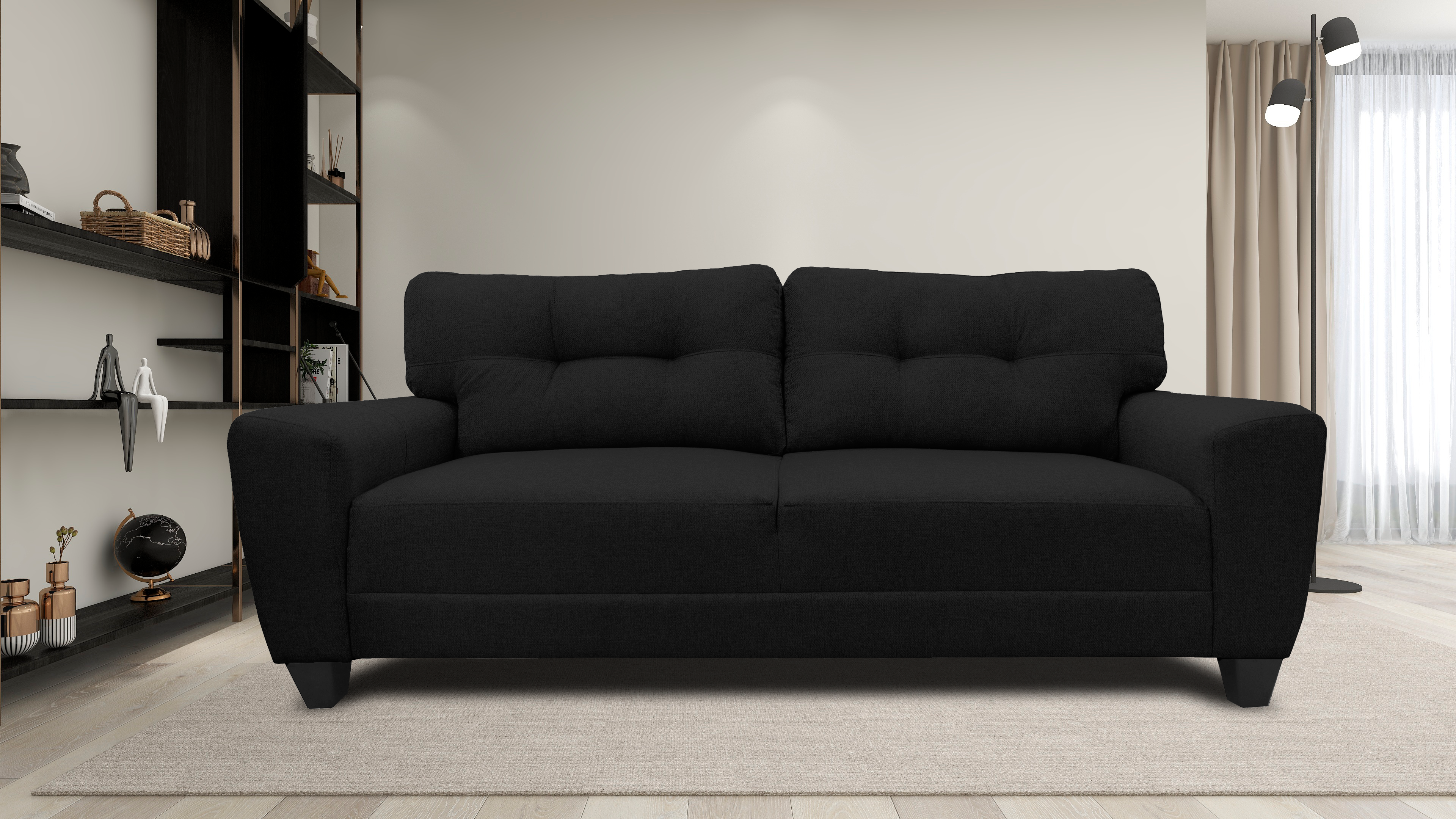 Sala Modular 3-2-1 El Bazar Store Sidney Negro, Sofa, Love seat y sillon