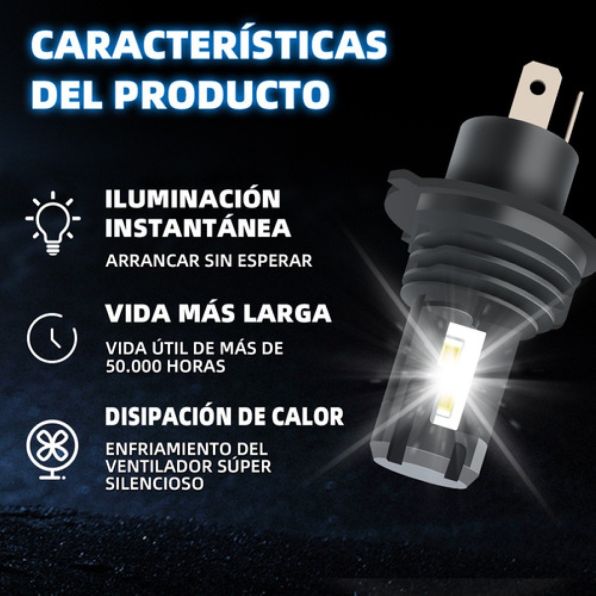 Kit De Faros Led H4 Luz Alta Y Baja 22000lm 6500k Csp Canbus negro