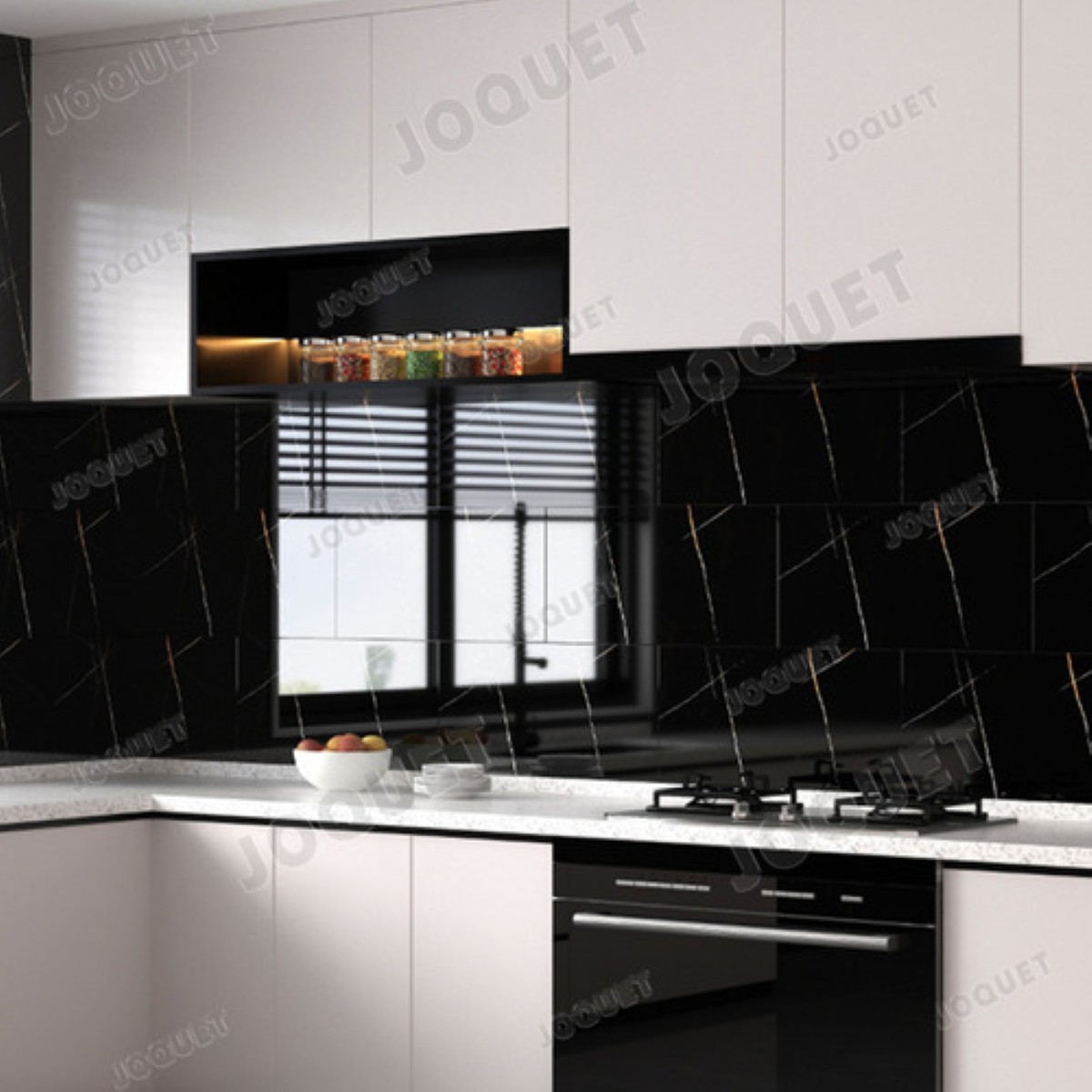 Azulejo De Imitación Papel Tapiz 3d Cocina Lavable Negro.