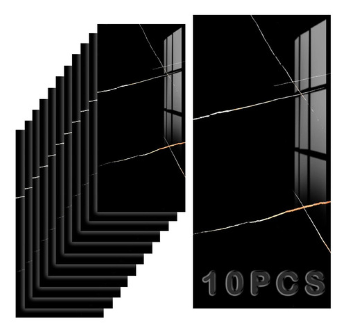 Azulejo De Imitación Papel Tapiz 3d Cocina Lavable Negro.