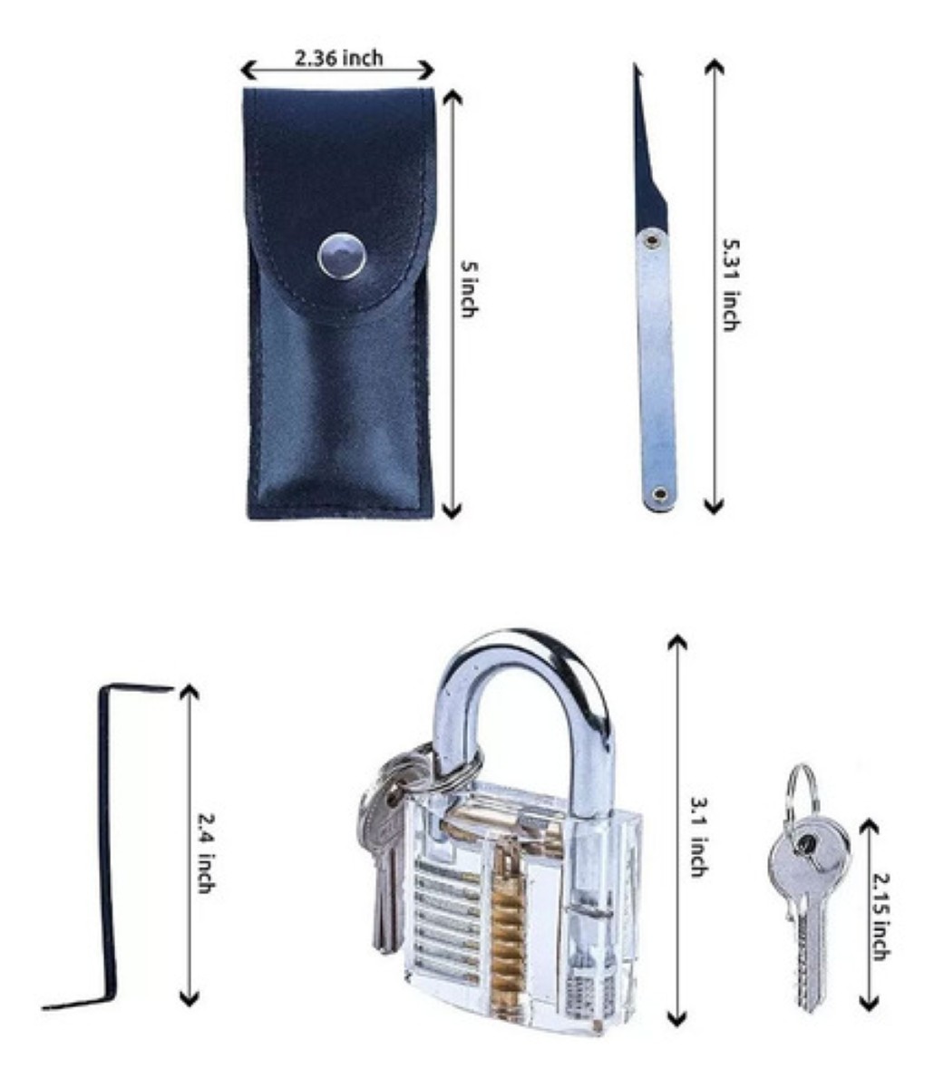 Kit De 15pz Ganzuas Cerrajero Profesionales Con Candado