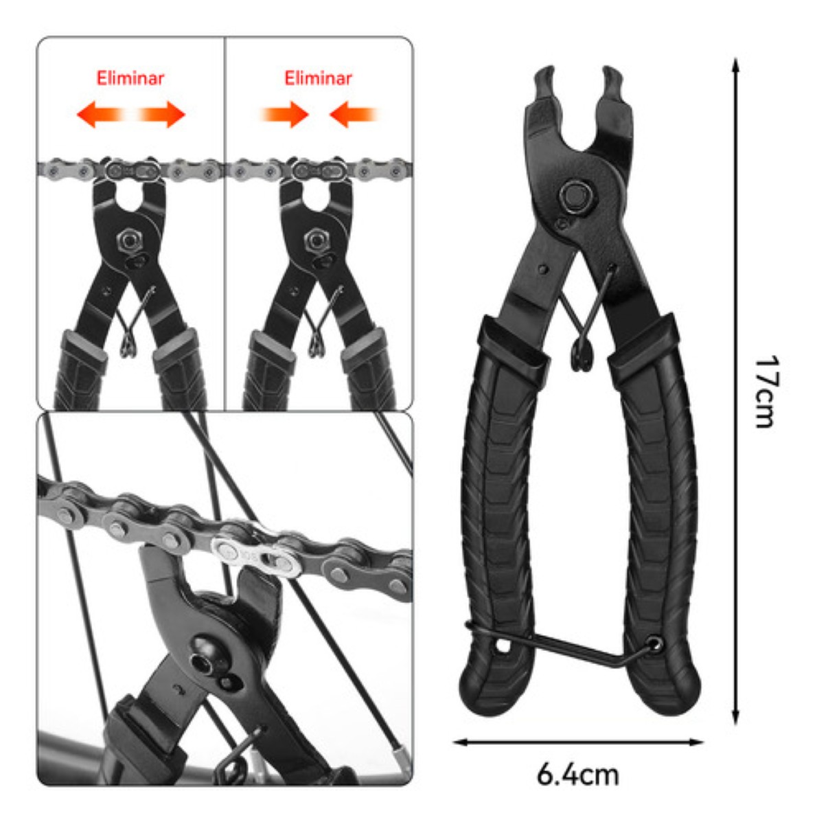 Kit Pinzas Cortador Extractor De Pernos De Cadena Bicicleta NEGRO
