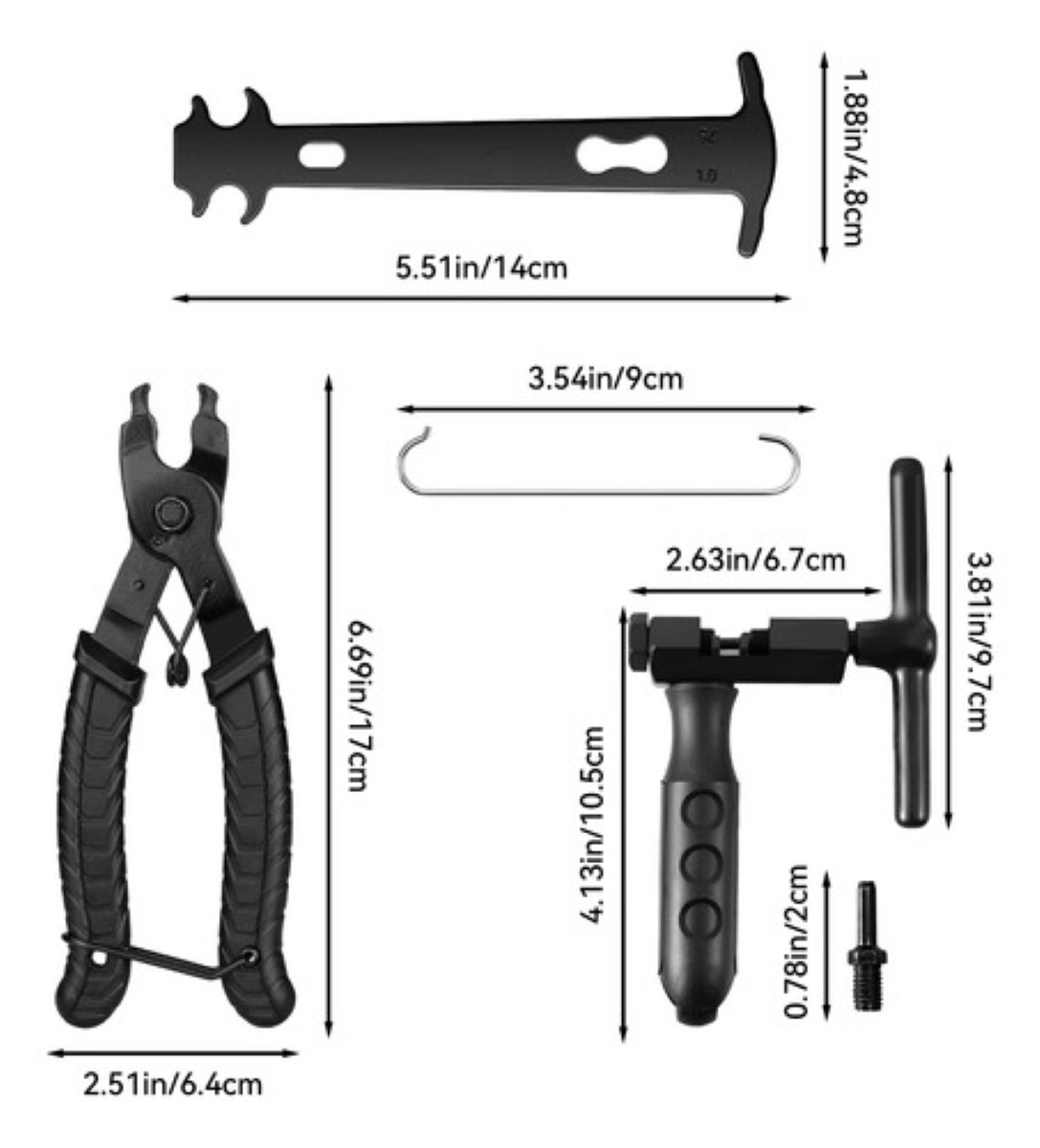 Kit Pinzas Cortador Extractor De Pernos De Cadena Bicicleta NEGRO