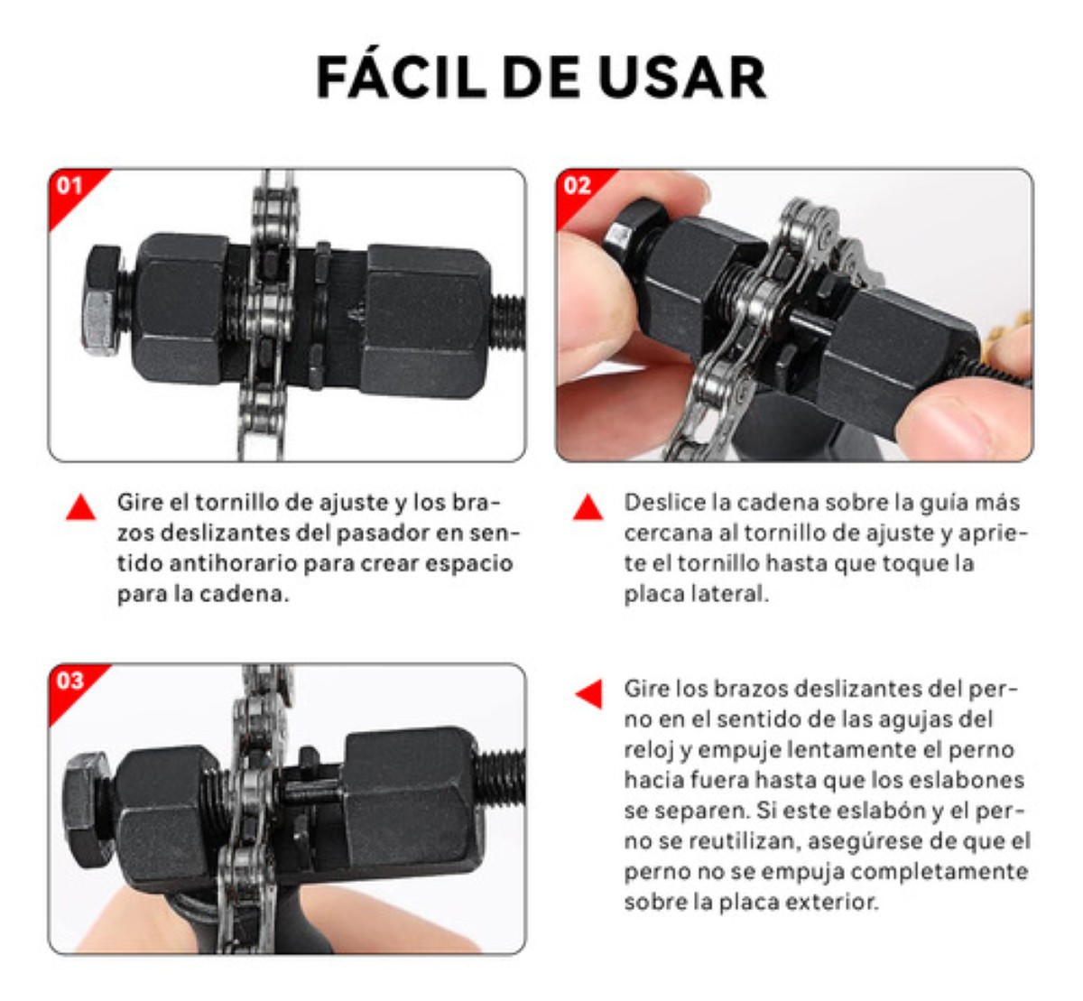 Kit Pinzas Cortador Extractor De Pernos De Cadena Bicicleta NEGRO