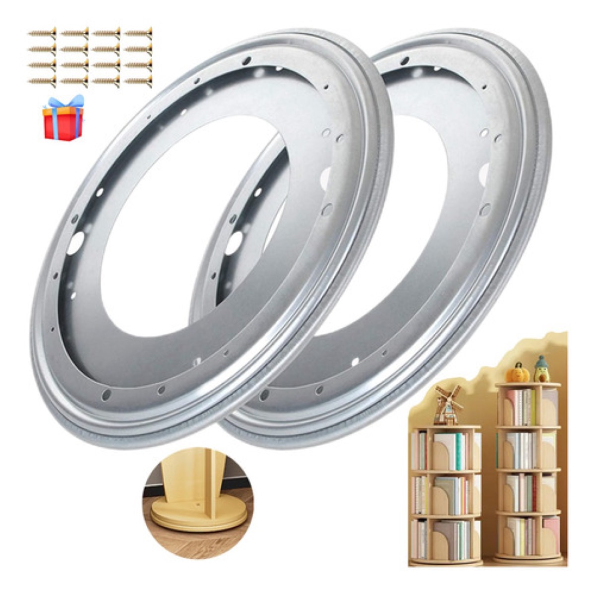 2pcs Base Giratoria 12 Pulgadas Para Muebles, 30.5 Cm PLATA