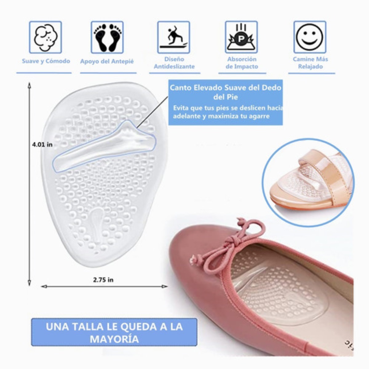 Almohadillas Tacón Y Plantilla De Gel Alivia El Dolor 6 Pzs transparente
