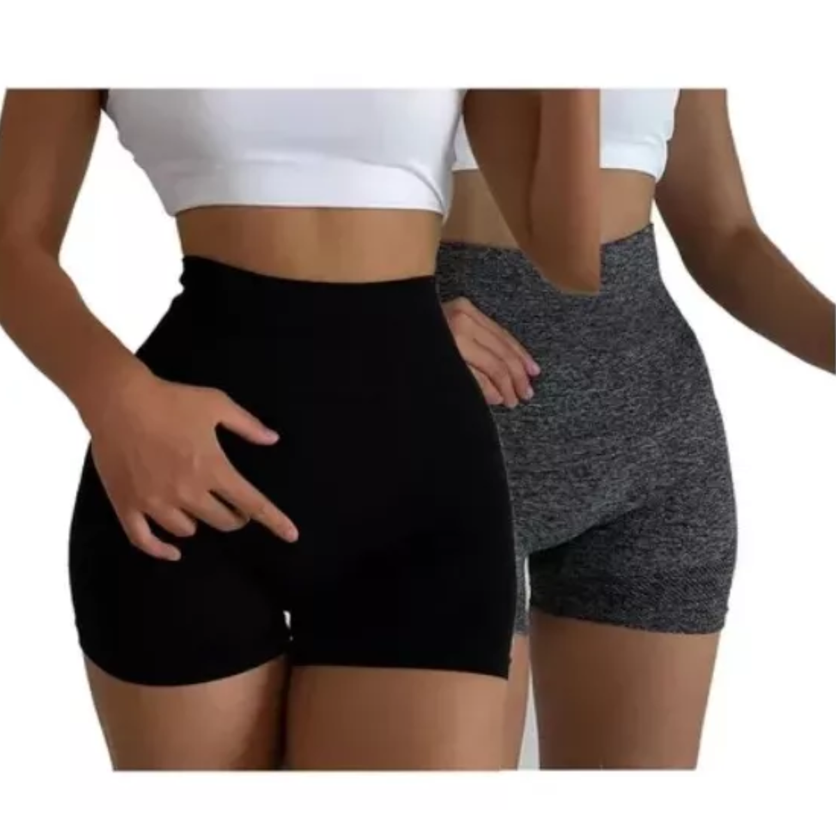 2pzs Short De Licra Para Mujer Fitness Sports Sexy Negro/Gris Talla: S/M