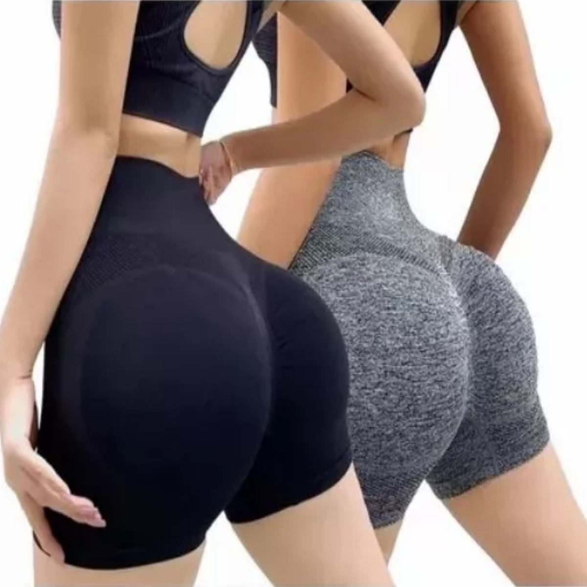 2pzs Short De Licra Para Mujer Fitness Sports Sexy Negro/Gris Talla: S/M