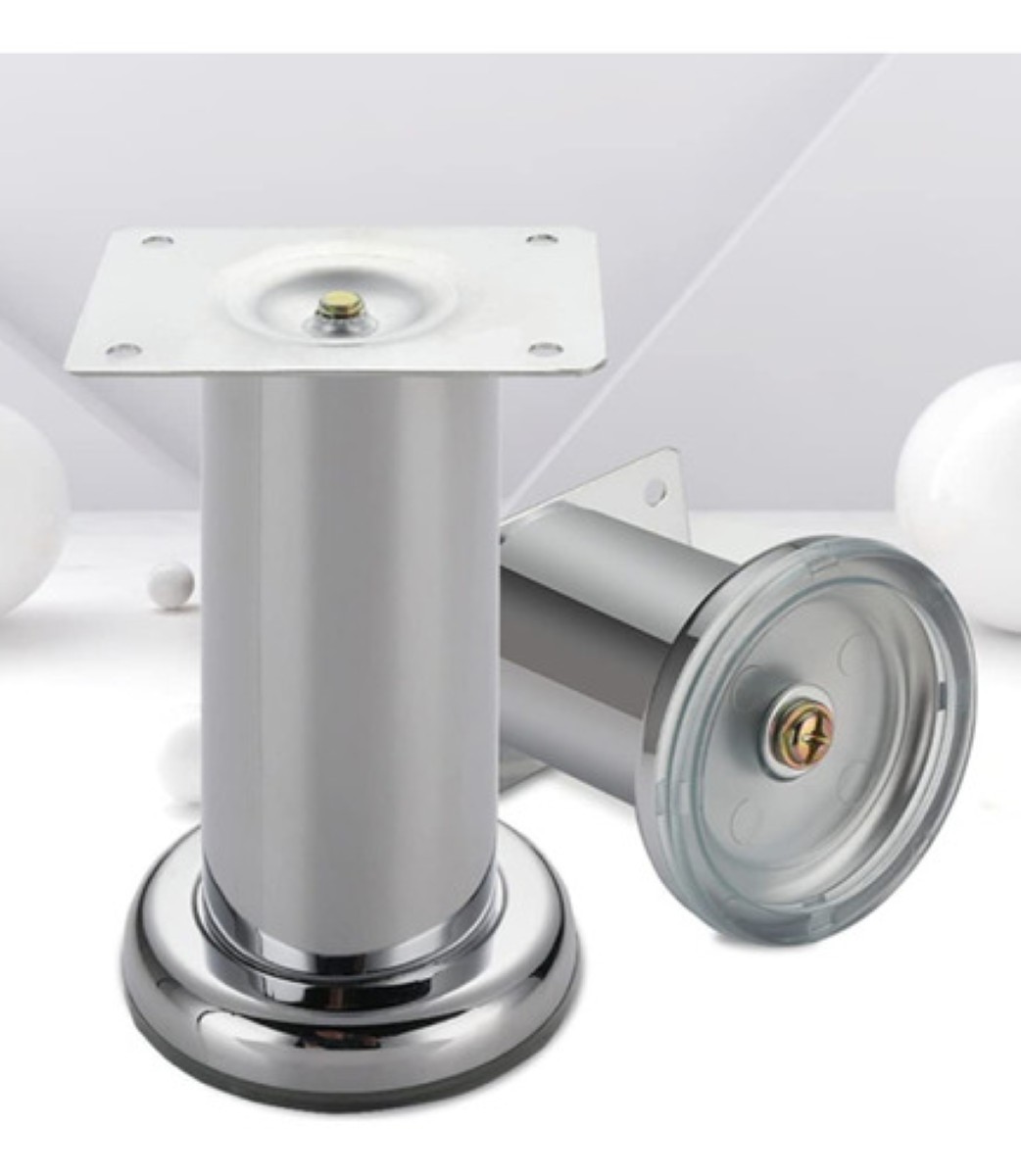Pata Para Sofá Acero Redonda 15cm Cromo C/tornillos 12 Pzas PLATA 