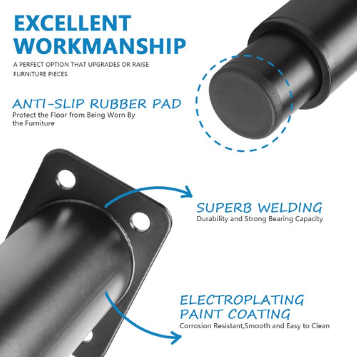 Patas Para Muebles Puede Ser Ajustable 15-25cm 4 Piezas NEGROS