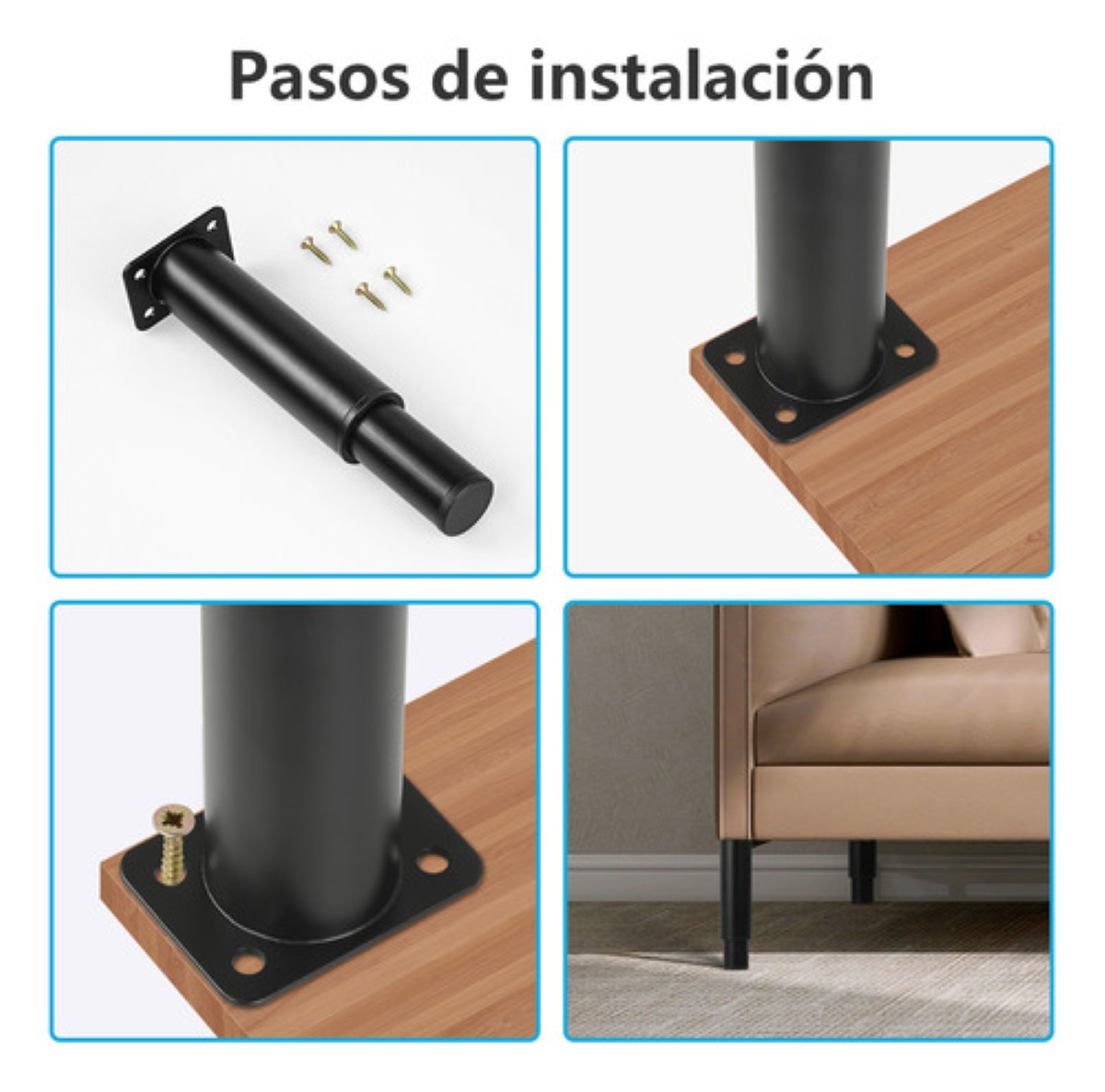 Patas Para Muebles Puede Ser Ajustable 15-25cm 4 Piezas NEGROS