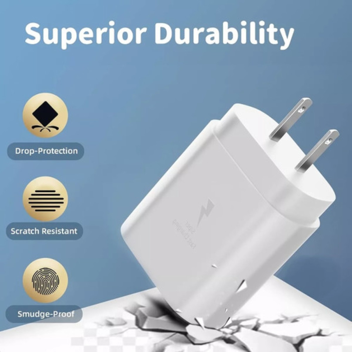 Cargador Rápido Tipo C De 25w Para Samsung Galaxy Con Cable BLANCO