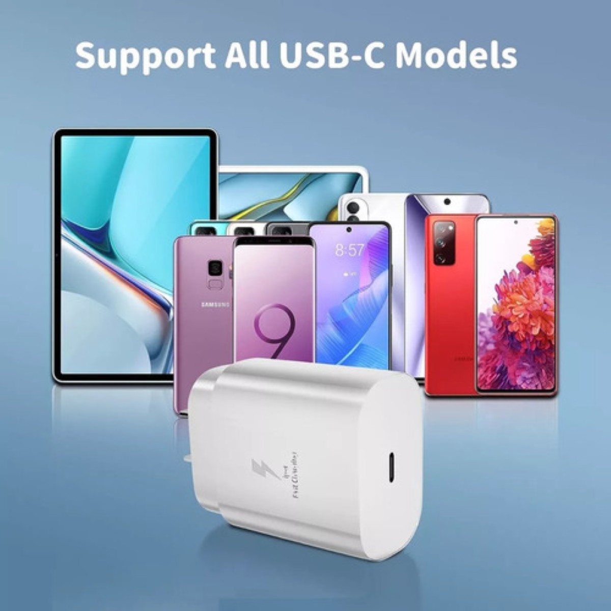 Cargador Rápido Tipo C De 25w Para Samsung Galaxy Con Cable BLANCO