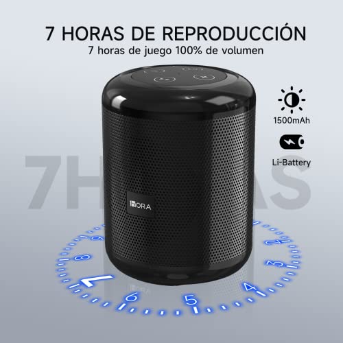 1 Hora Bocina Bluetooth Portatil 5.1, Mini Altavoz Inalámbrico con Manos Libres/Micro USB/Radio FM/TF, Compatible con Phone, Tablet, Computadores, Ideal para Viajar, Campear, Negro
