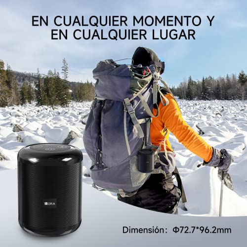 1 Hora Bocina Bluetooth Portatil 5.1, Mini Altavoz Inalámbrico con Manos Libres/Micro USB/Radio FM/TF, Compatible con Phone, Tablet, Computadores, Ideal para Viajar, Campear, Negro