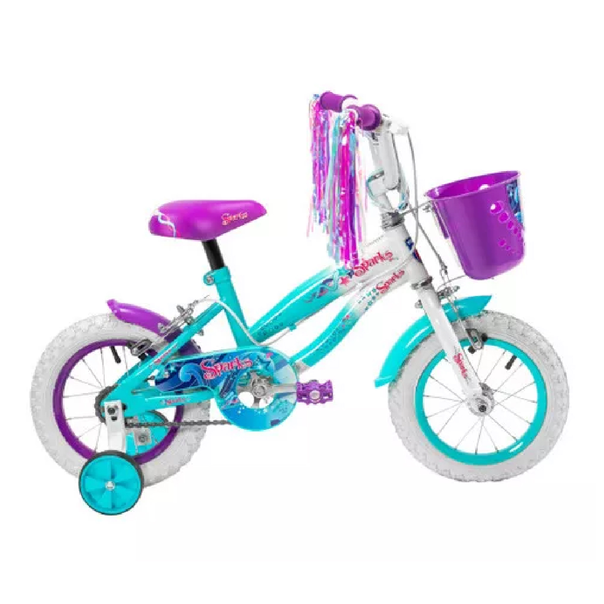 Bicicleta Infantil Para Niñas R12 Spark Llantas Aire Y Entrenamiento Color Azul/Morado