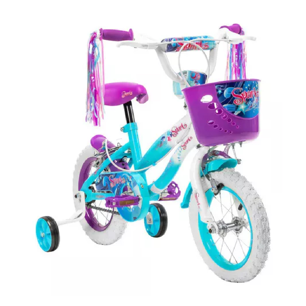 Bicicleta Infantil Para Niñas R12 Spark Llantas Aire Y Entrenamiento Color Azul/Morado