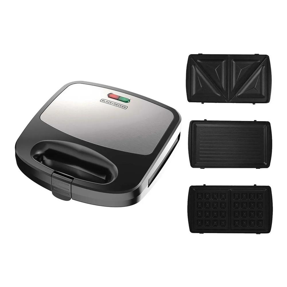 Waflera Sandwichera Parrila 3 En 1 Black & Decker Removible