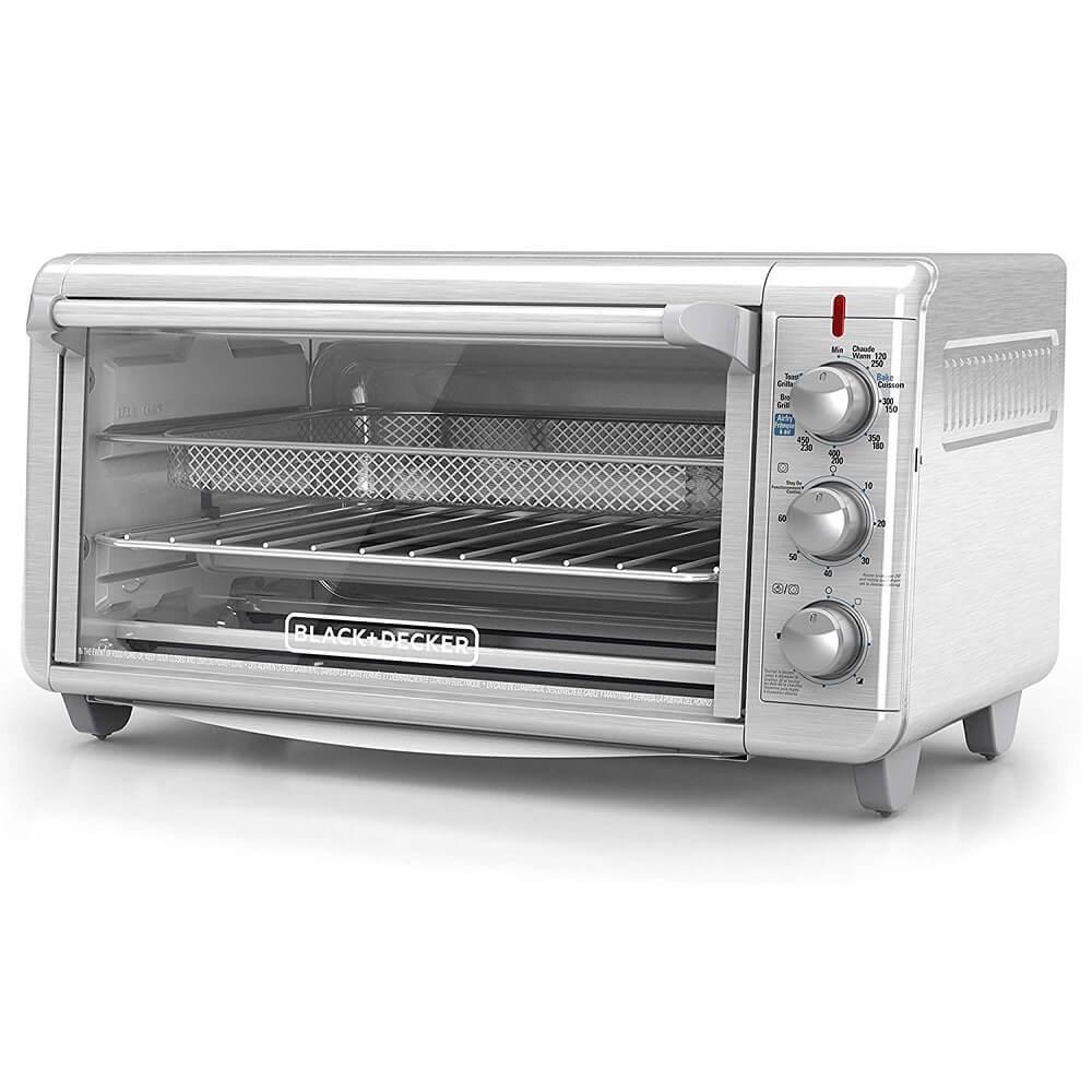 Horno Tostador Black+Decker Air Fry Convección 6 Rebanadas Plata