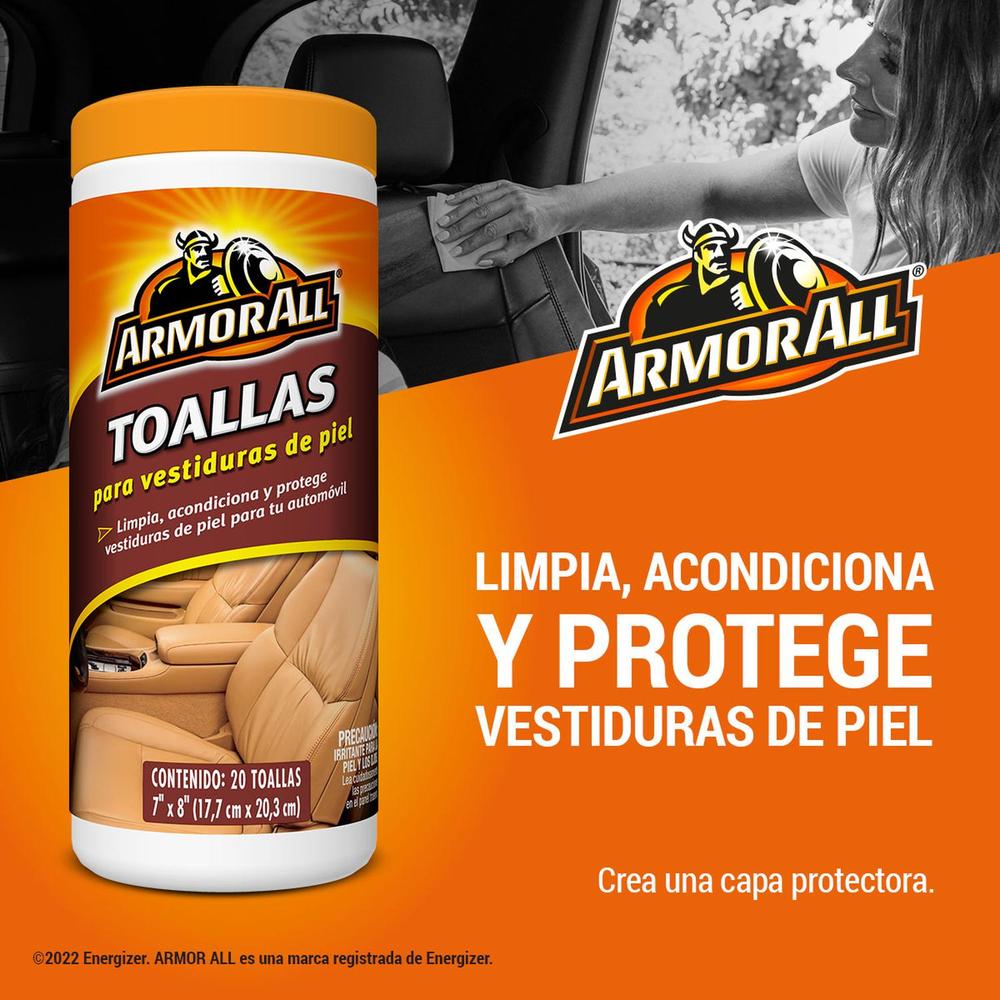 6 Toallitas Protectoras Limpia Acondiciona Armor All Piel
