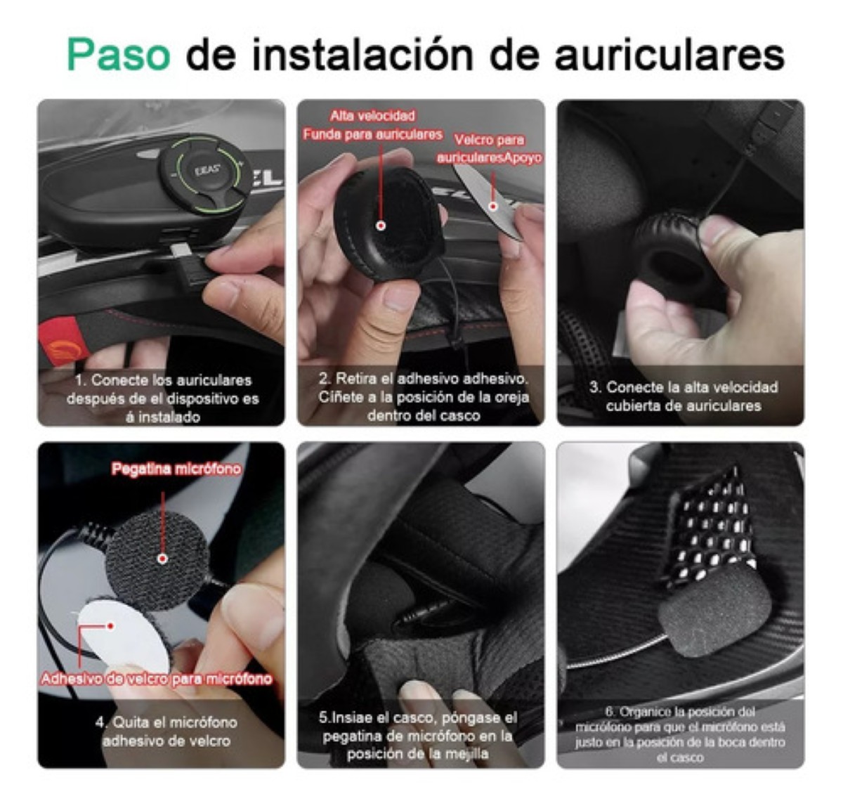 Intercomunicador Casco De Moto Ejeas Q8,1pzs, Ip67,mesh3.0 negro 