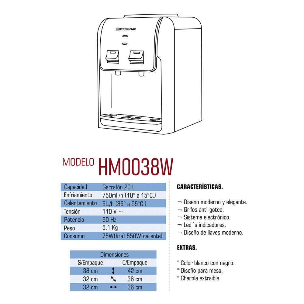 Dispensador De Agua Hypermark Springwater Hm0038w 2 Llaves