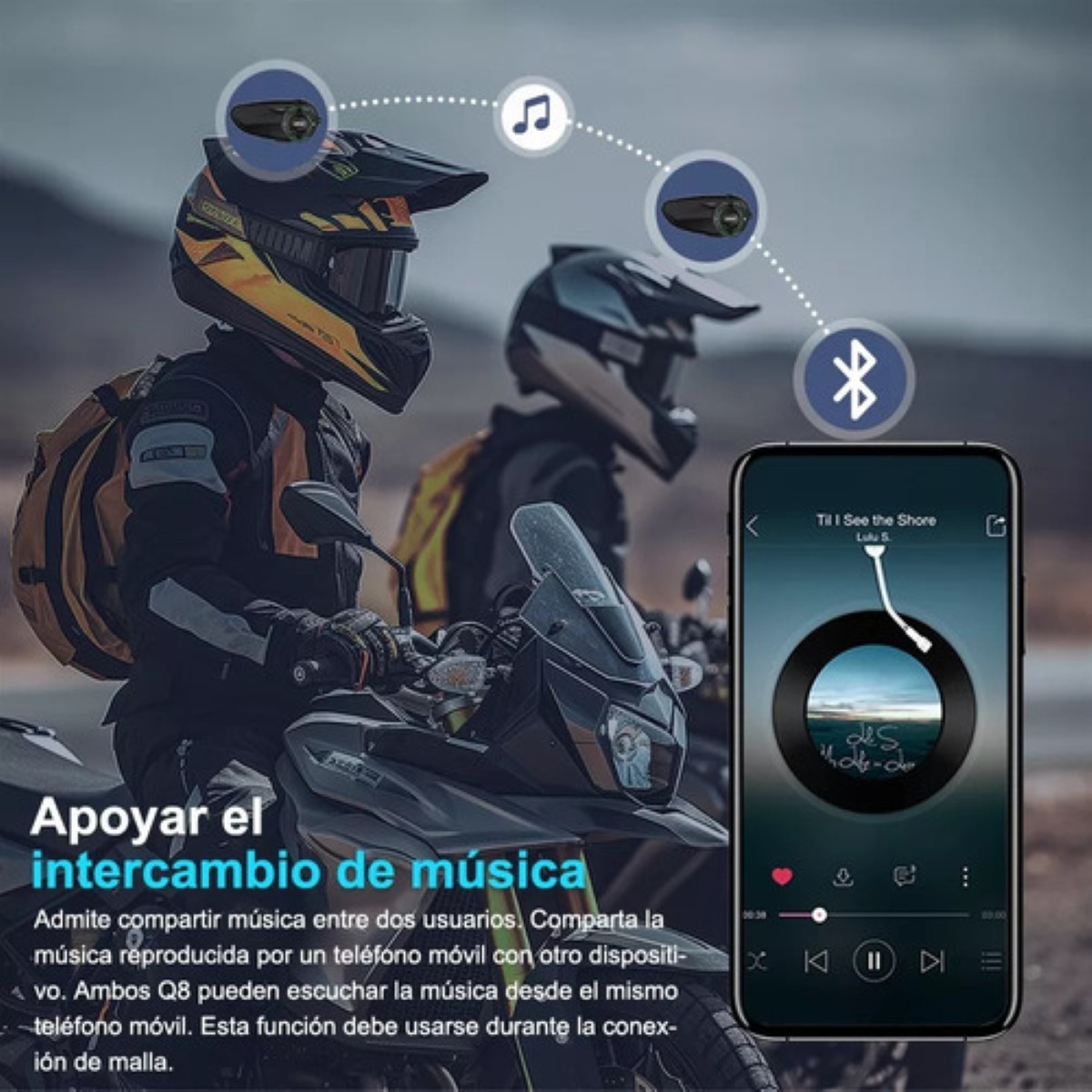 Intercomunicador Casco De Moto Ejeas Q8,1pzs, Ip67,mesh3.0 negro 