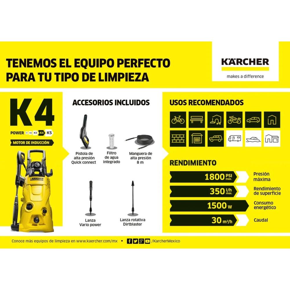 HIDROLAVADORA DE ALTA PRESION KARCHER K4MX 1800PSI