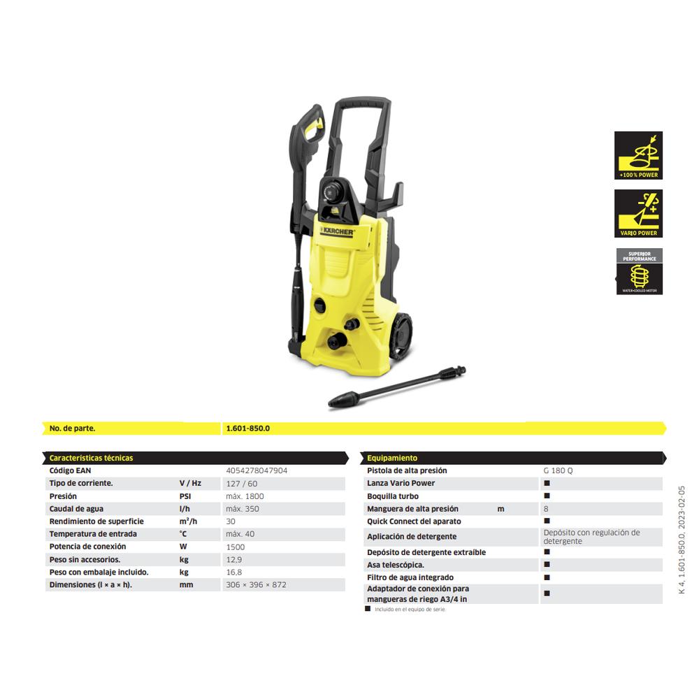 HIDROLAVADORA DE ALTA PRESION KARCHER K4MX 1800PSI