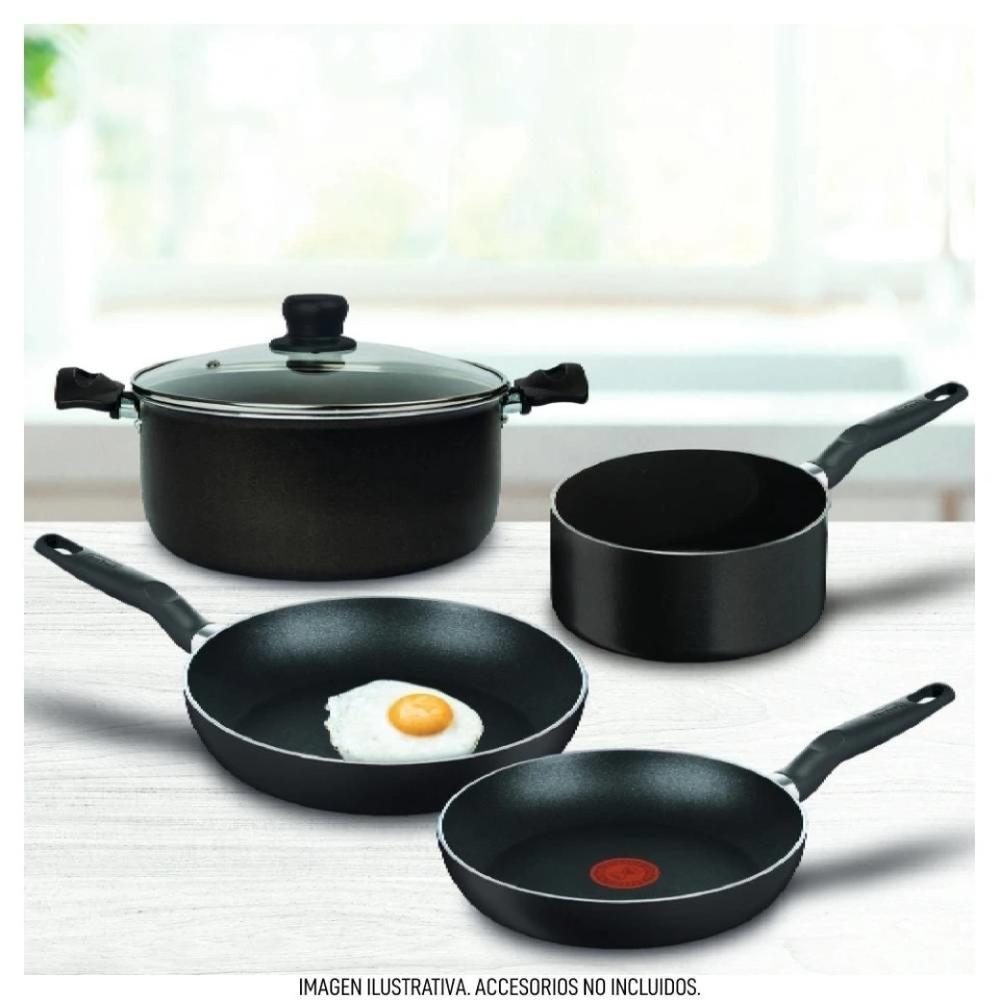 BATERIA DE COCINA T-FAL 390900 5 PIEZAS ALUMINIO ANTIADHERENTE NEGRO