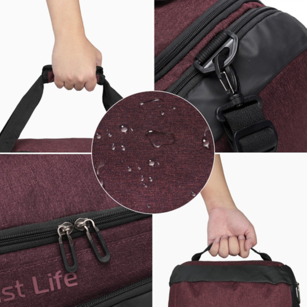 Bolsa De Gym Para Viaje Maleta Deportiva Mochila Impermeable Rojo negro
