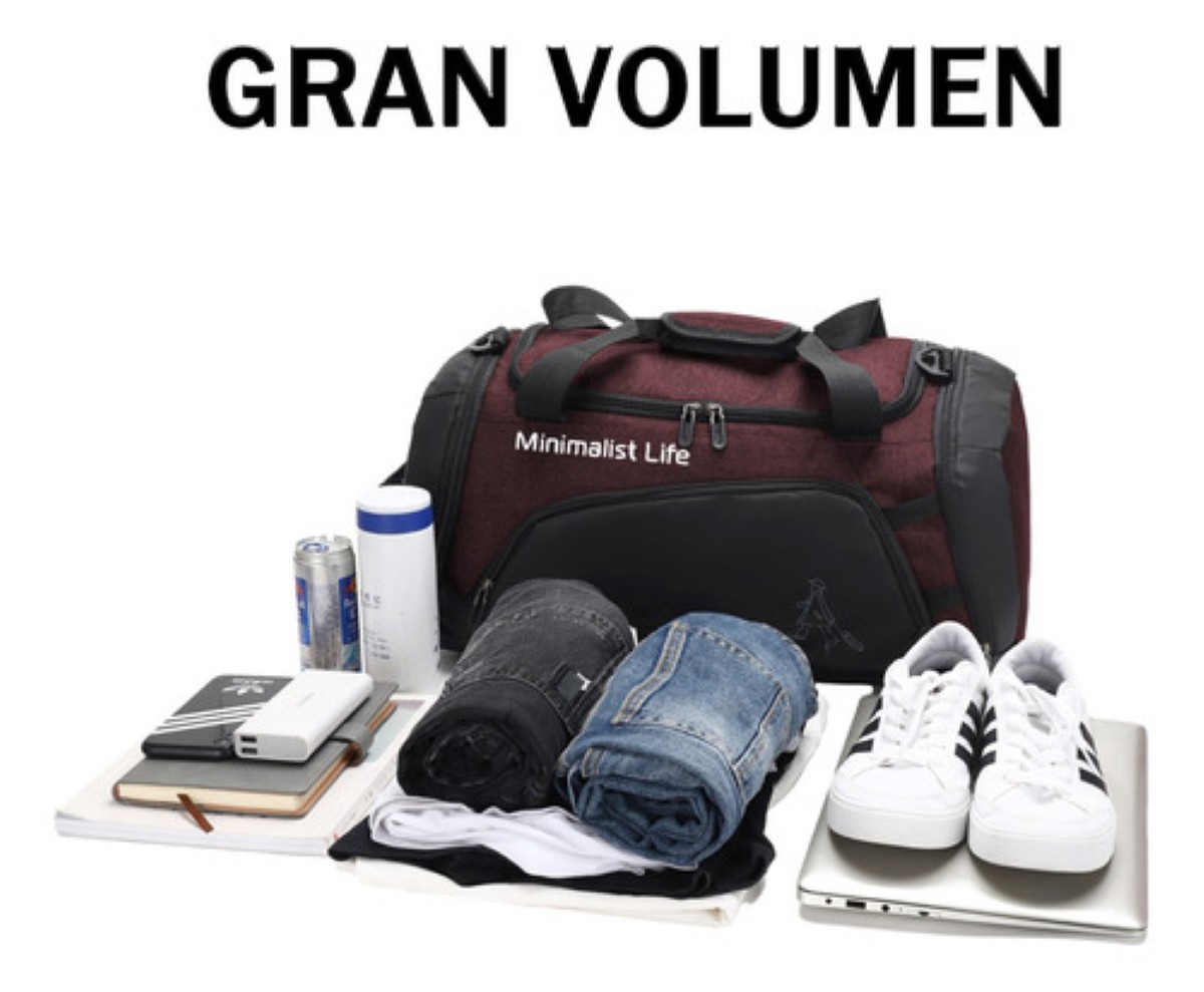 Bolsa De Gym Para Viaje Maleta Deportiva Mochila Impermeable Rojo negro