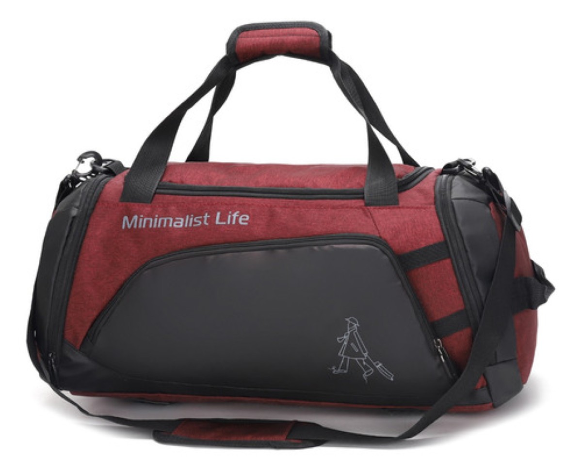 Bolsa De Gym Para Viaje Maleta Deportiva Mochila Impermeable Rojo negro