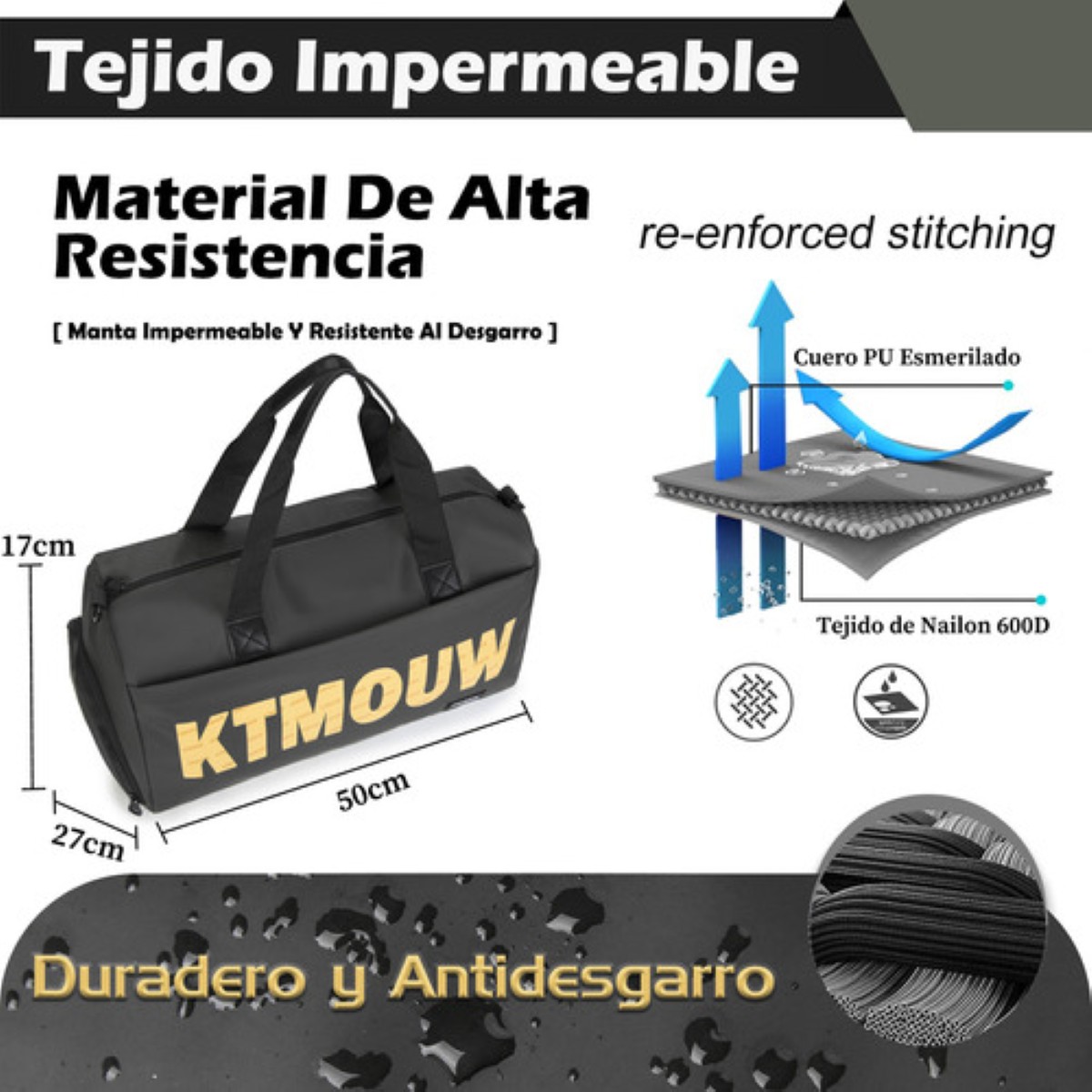 Mochila Deportiva Hombre Mochila Gym Bolsas De Viaje 45l negro