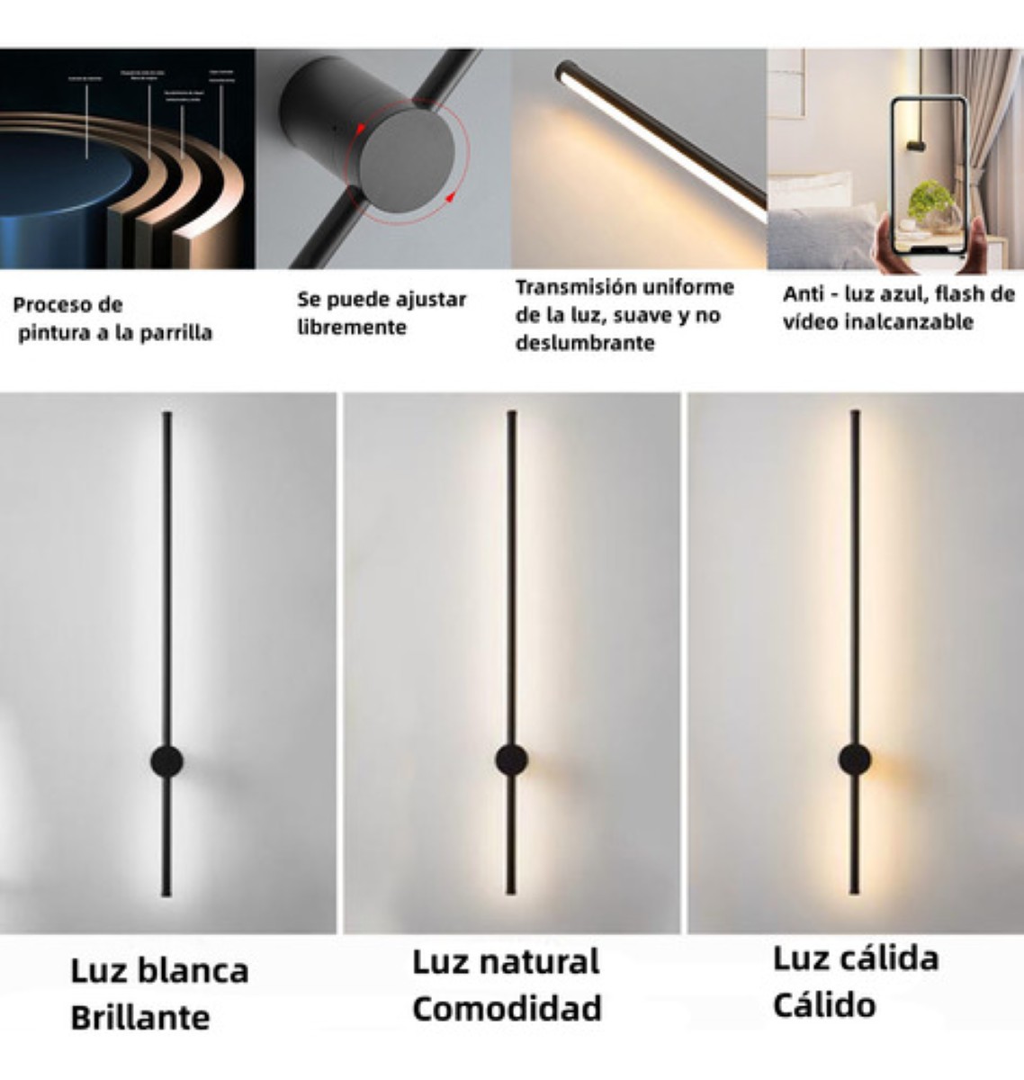 Lámpara De Pared De Barra, Lámpara De Ambiente Decorativo Negro