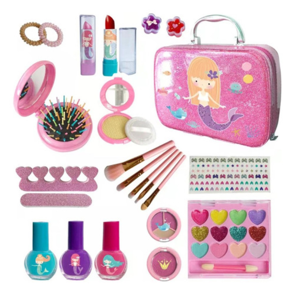 24 Piezas Juego De Maquillaje De Niñas Maquillaje Lavable rosa