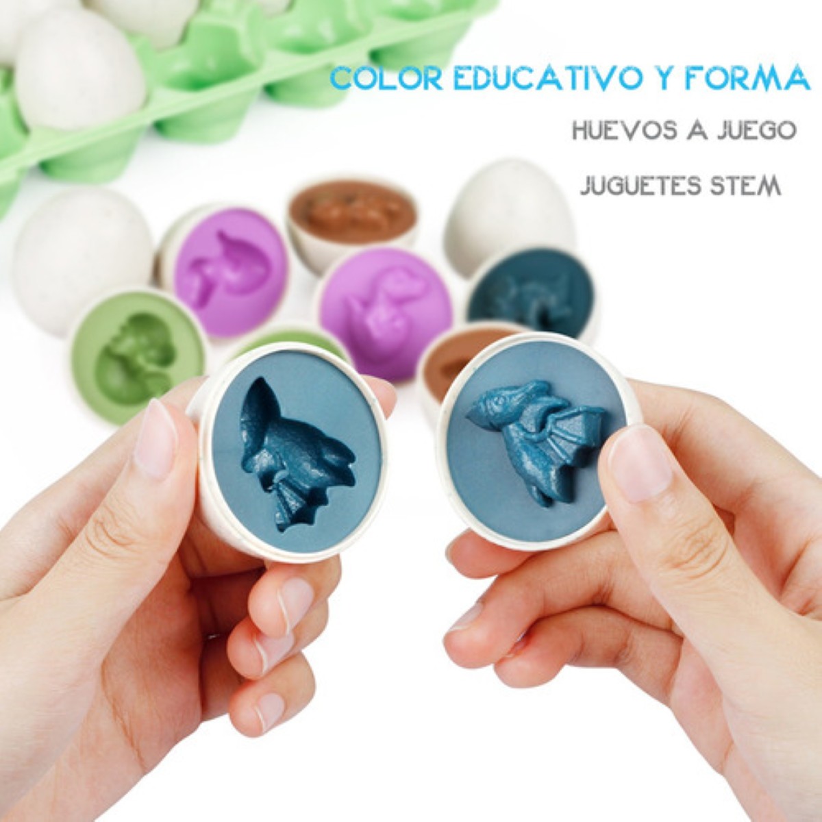 Juego Educativo Para Niños, Juguete Didáctico Huevos Colores verde