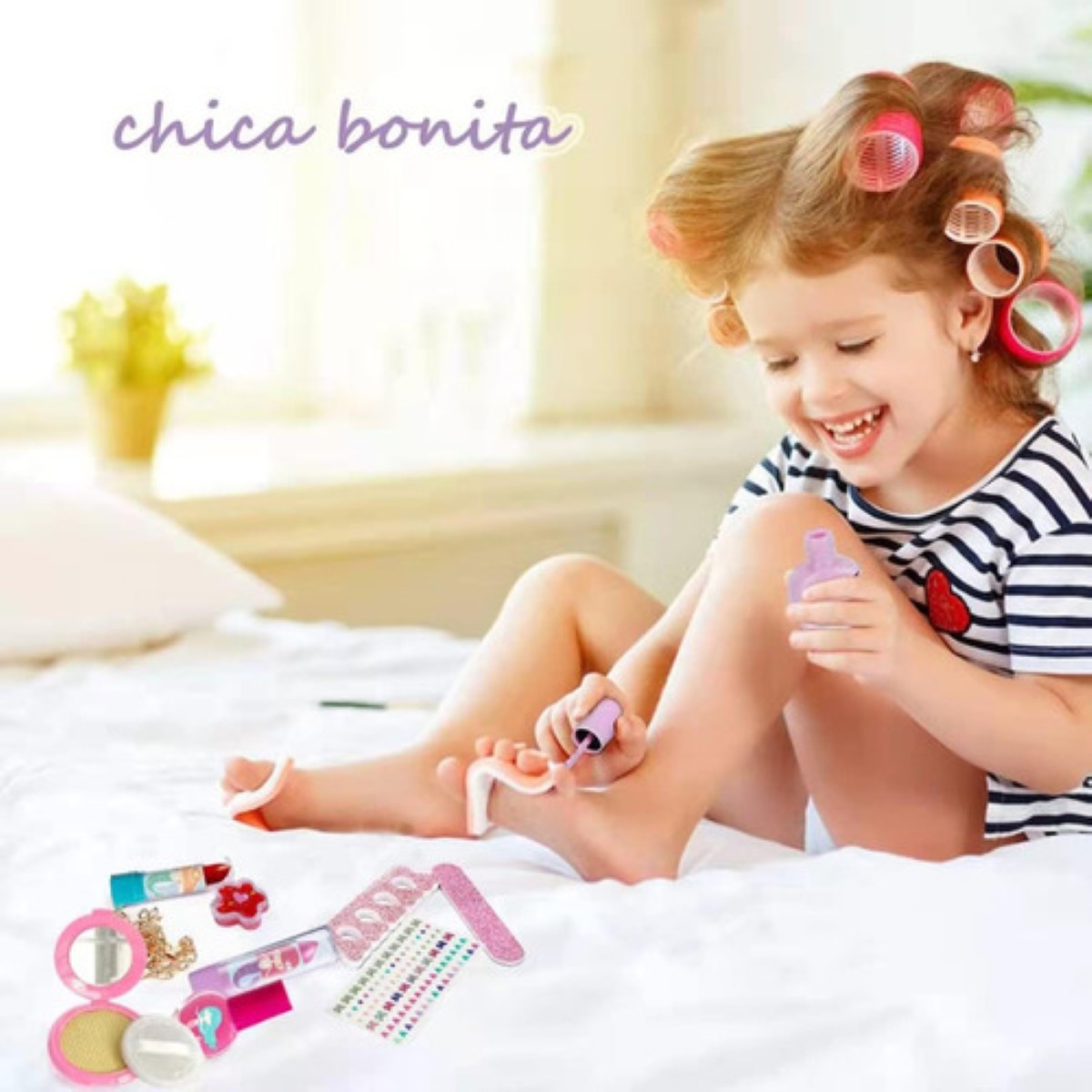 24 Piezas Juego De Maquillaje De Niñas Maquillaje Lavable rosa