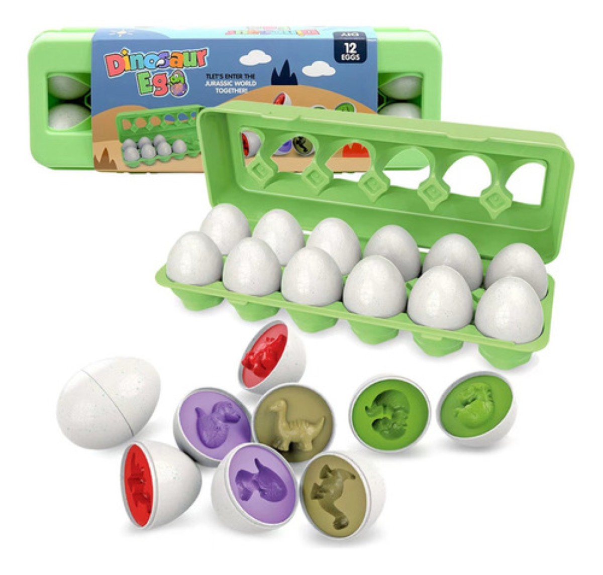 Juego Educativo Para Niños, Juguete Didáctico Huevos Colores verde