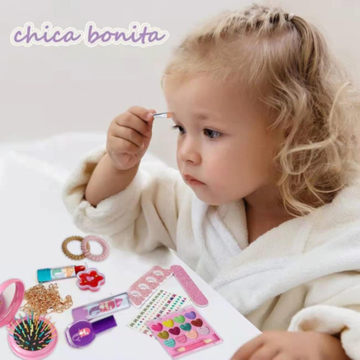 24 Piezas Juego De Maquillaje De Niñas Maquillaje Lavable rosa