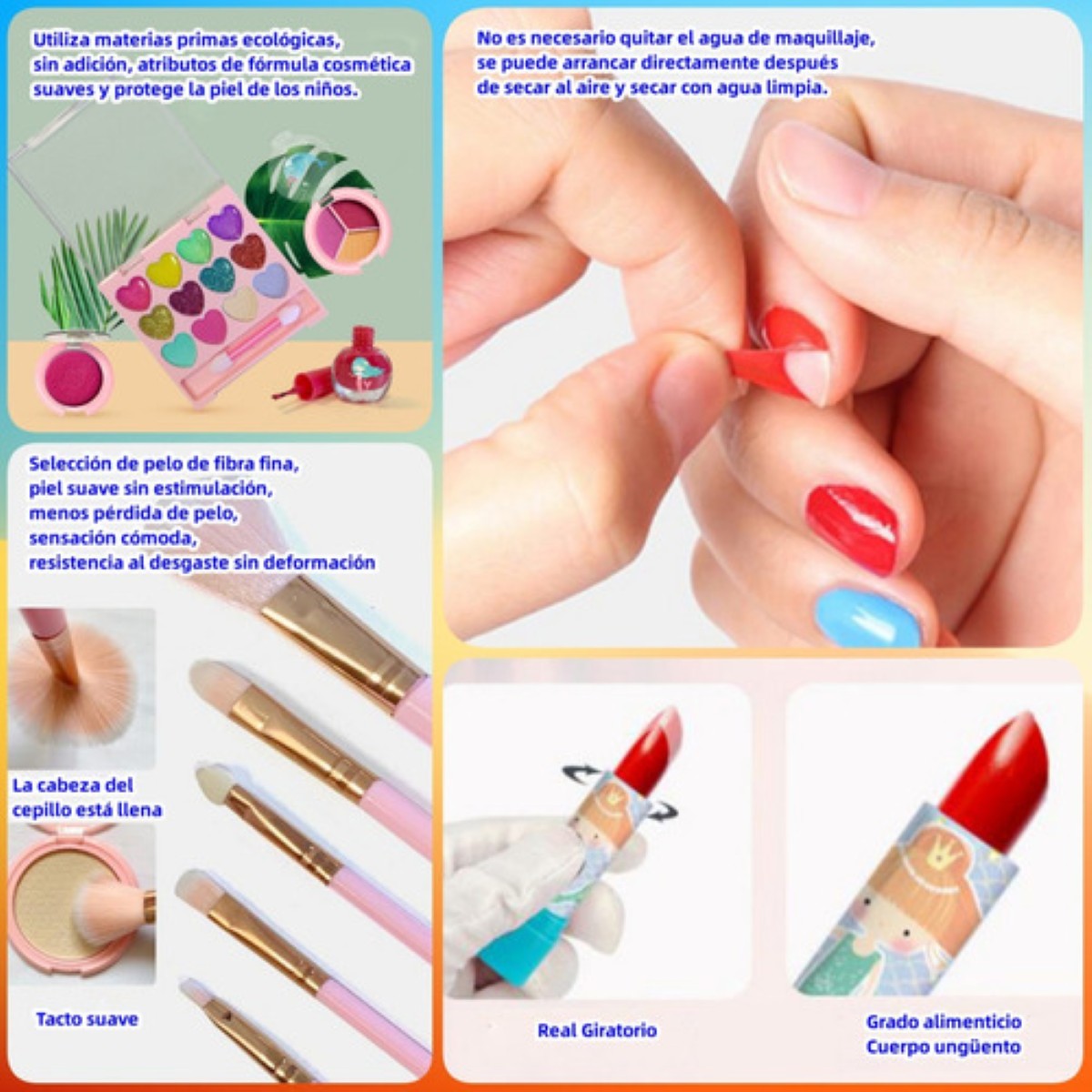 24 Piezas Juego De Maquillaje De Niñas Maquillaje Lavable rosa