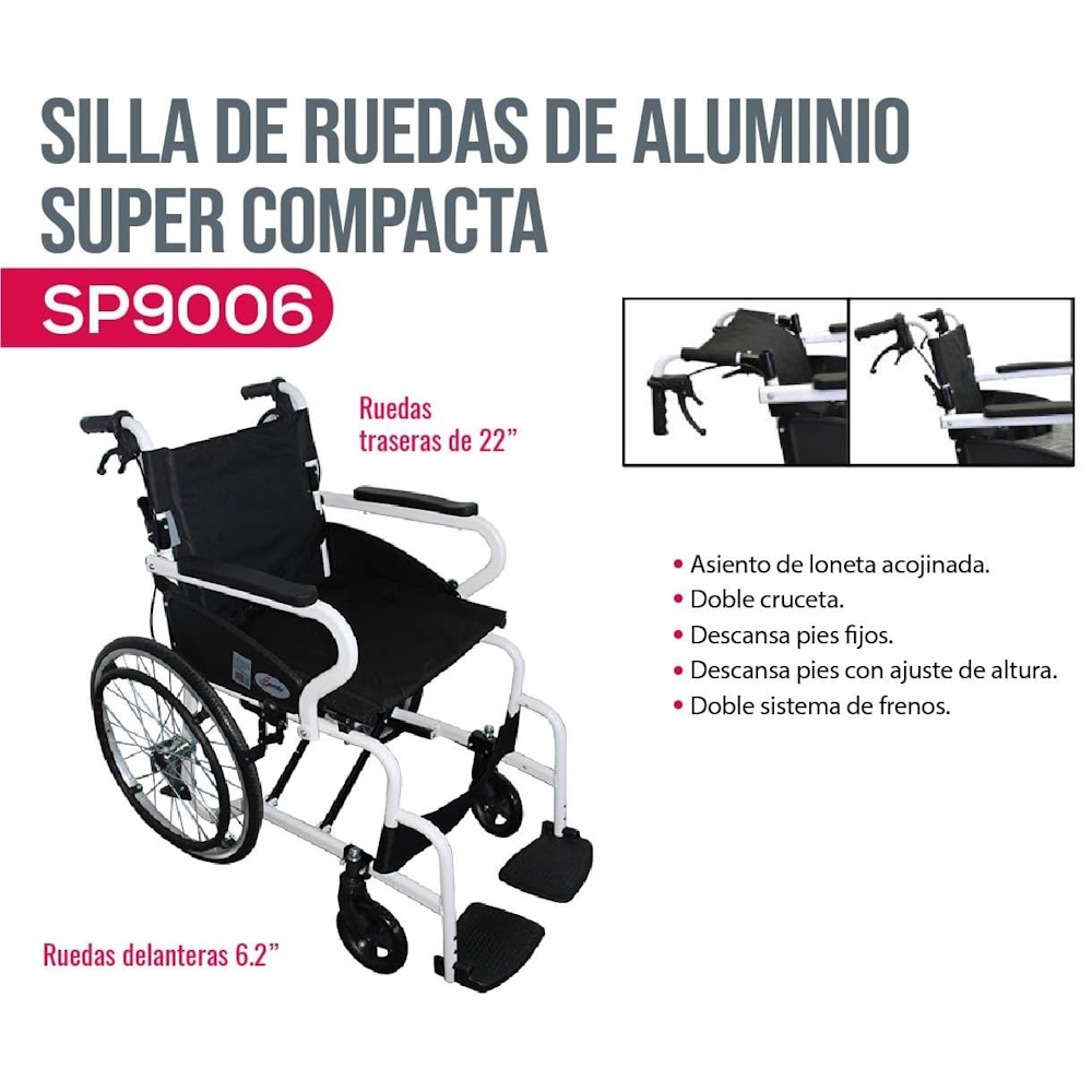 Silla Traslado Compacta Aluminio C/Respaldo Plegable Speedy
