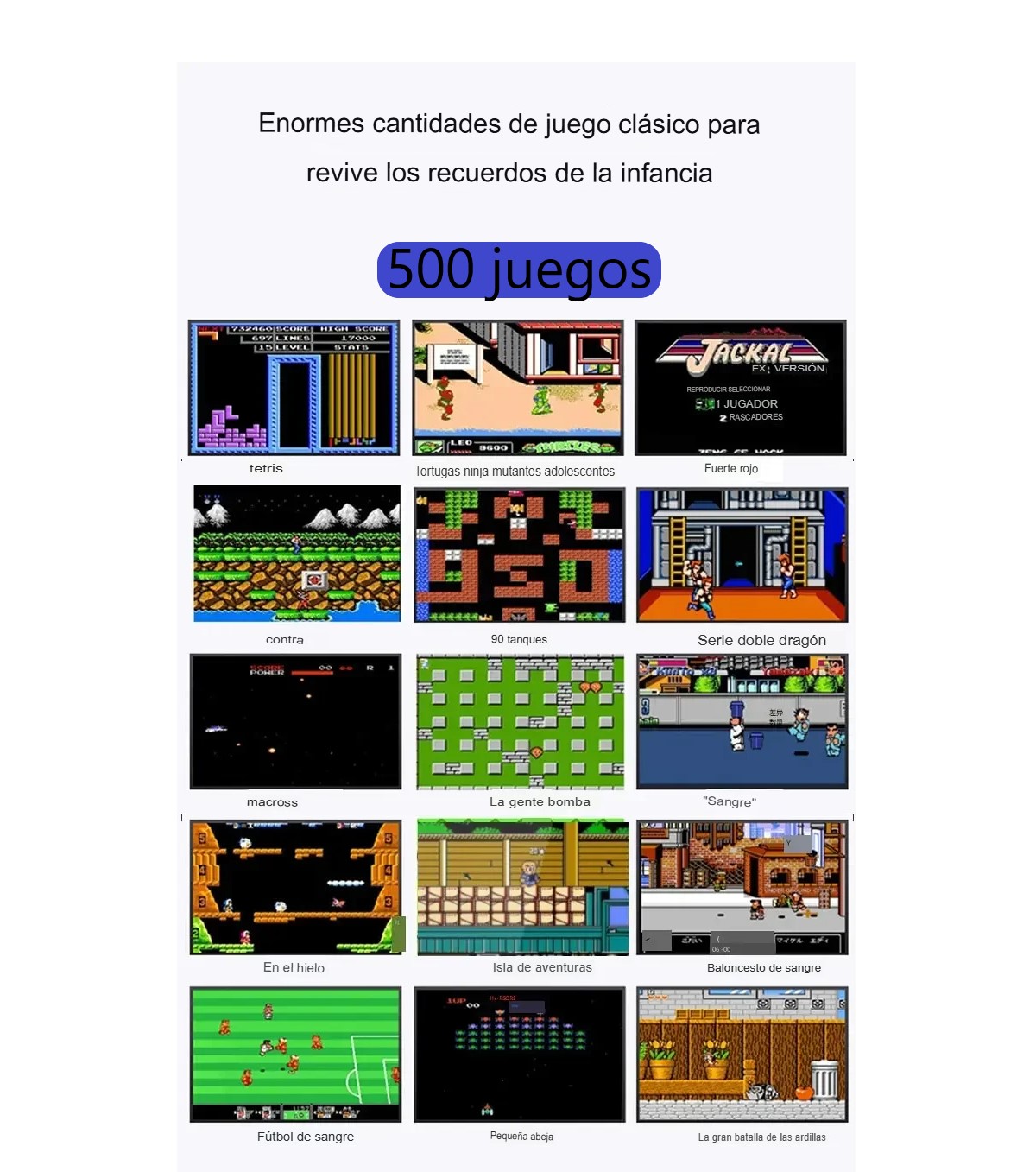 Mini consola videojuegos roja portátil retro juegos 8 bits pantalla LCD 500 juegos recargable