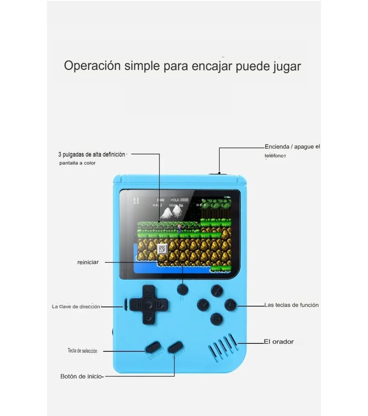 Mini consola videojuegos roja portátil retro juegos 8 bits pantalla LCD 500 juegos recargable