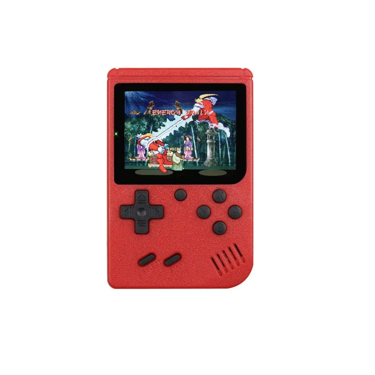Mini consola videojuegos roja portátil retro juegos 8 bits pantalla LCD 500 juegos recargable